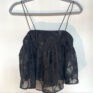 Urban Outfitters Black Floral Blouse/ top (size s)